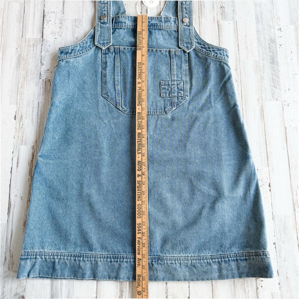 NWT Oddi Los Angeles Blue Denim Overall Dress Light Med Wash Mini Pinafore Sz S - Picture 12 of 13